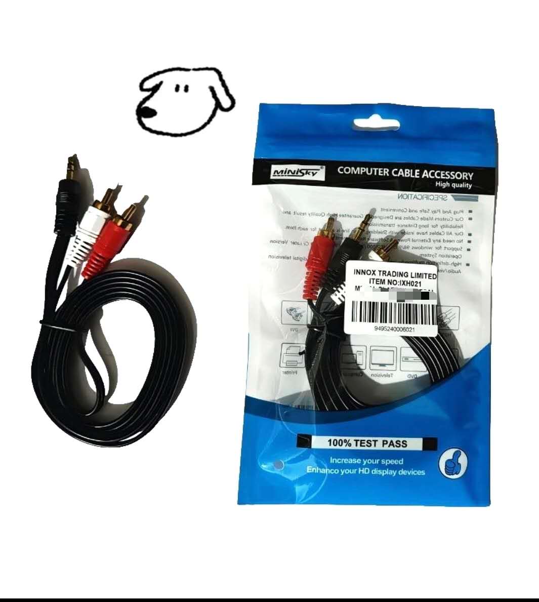 3.5mm Aux to 2RCA Cable 1.5M