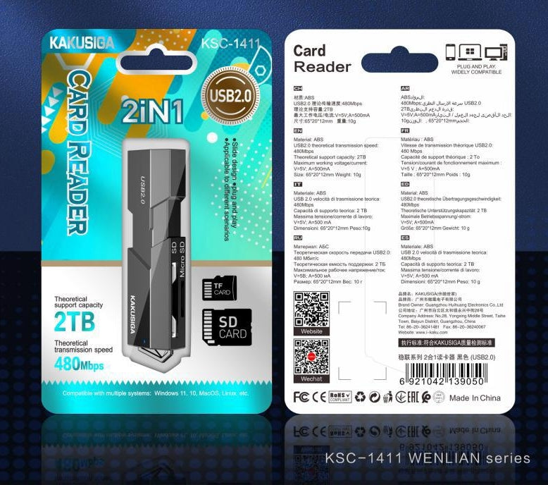 USB2.0 card reader (2 in 1)