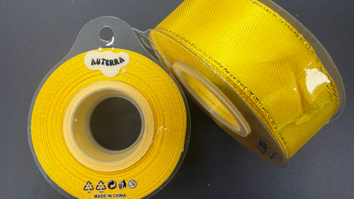 (NO DC)  6ea/pk 2.5 CMx22.5M-6 COLOURS Premium Gold Edged Stain Ribbon