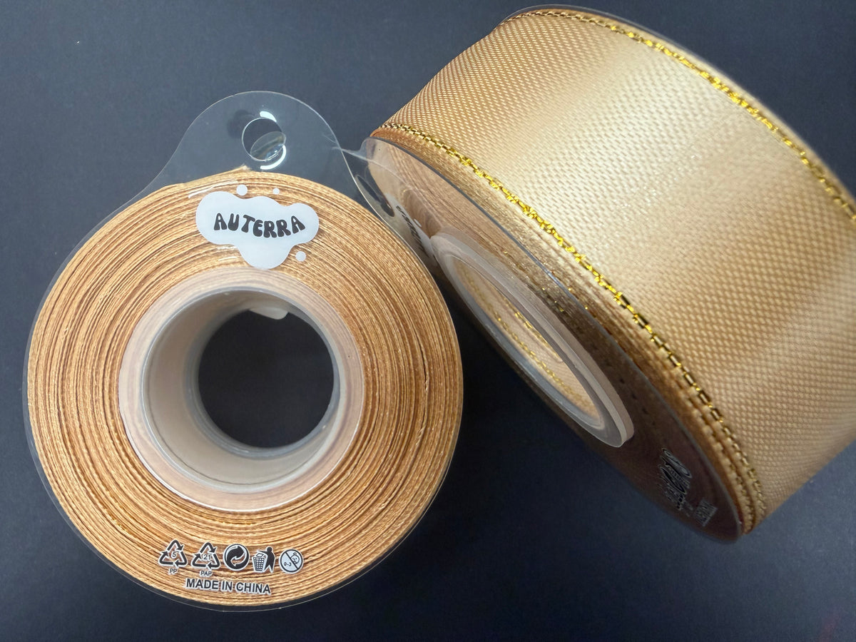 (NO DC)  6ea/pk 2.5 CMx22.5M-6 COLOURS Premium Gold Edged Stain Ribbon
