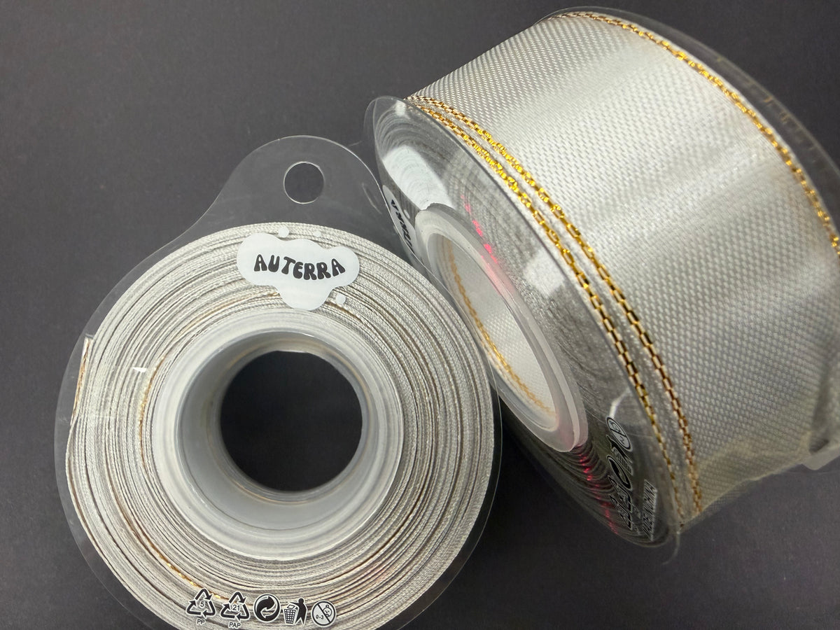 (NO DC)  6ea/pk 2.5 CMx22.5M-6 COLOURS Premium Gold Edged Stain Ribbon