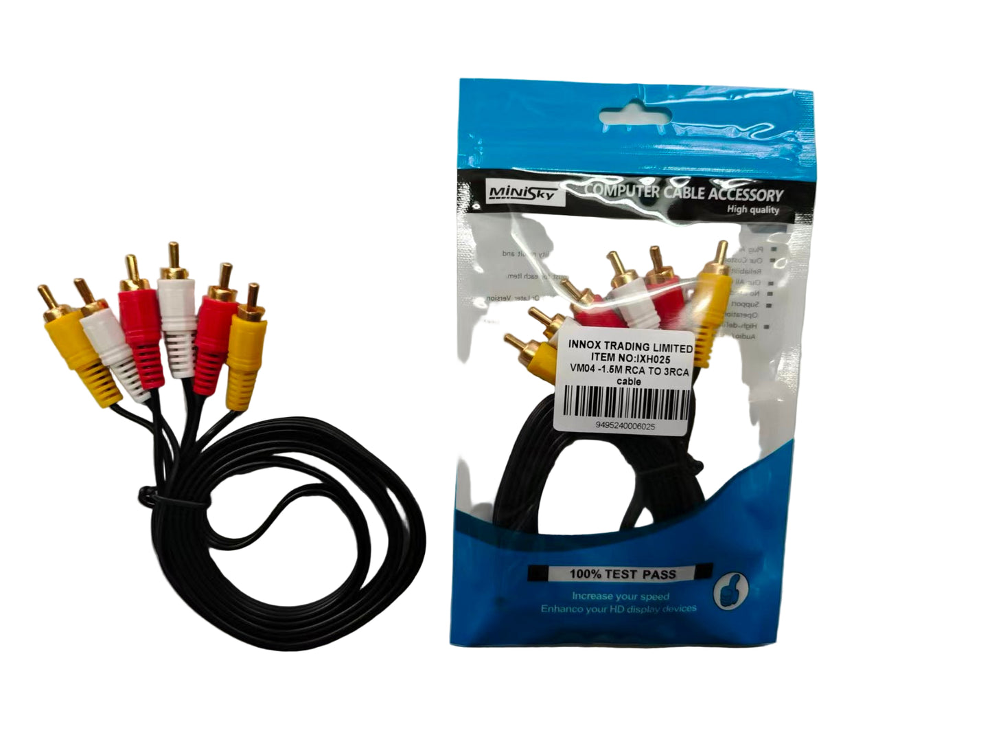 3 RCA MALE TO 3 RCA MALE 1.5M