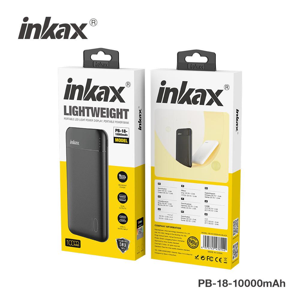 POWER BANK 10000MAH WHITE Fireproof V0 LED display 2 USB-A