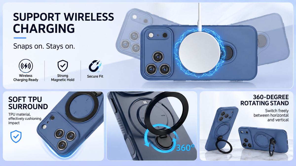 IPHONE 13 ProMax MagSafe Ring Rotating Holder Phone Cas