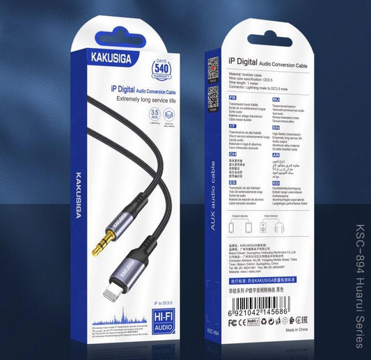 (NO DC)(3.5mm-Lightning) AUX audio cable PLUG AND PLAY