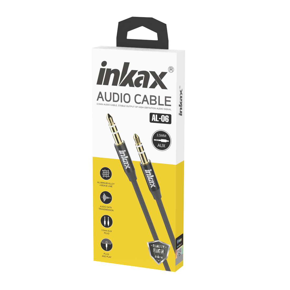 AUX Cable Aluminium Head With Braid Wire