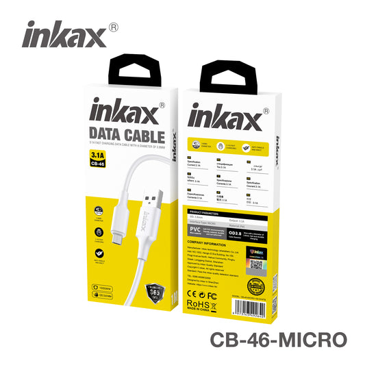 1M USB TO MICRO FAST CHARGING CABLE WHITE 3.1A