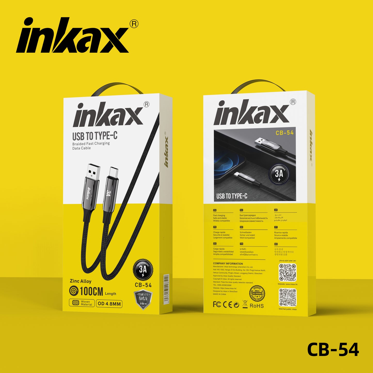 1M USB TO TYPE-C 3A 48 BRAIDED WIRE AND ZINC ALLOY