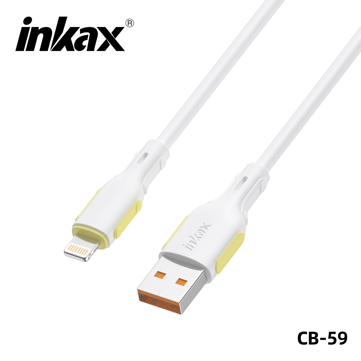 1M USB TO IPHONE PVC YELLOW AND WHITE 3.1A CABLES