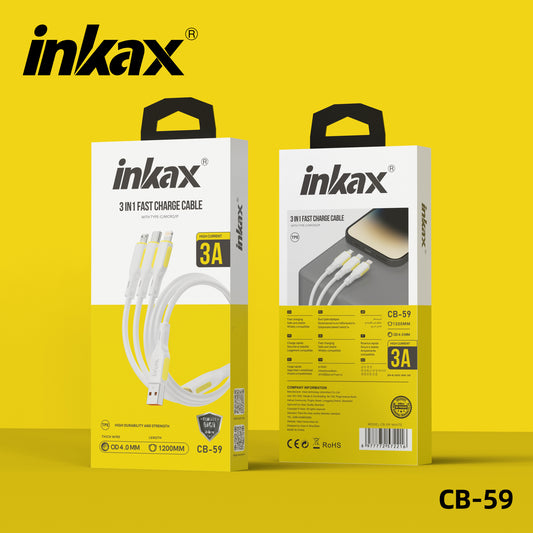 3 IN 1 PVC YELLOW AND WHITE 3.1A CABLES