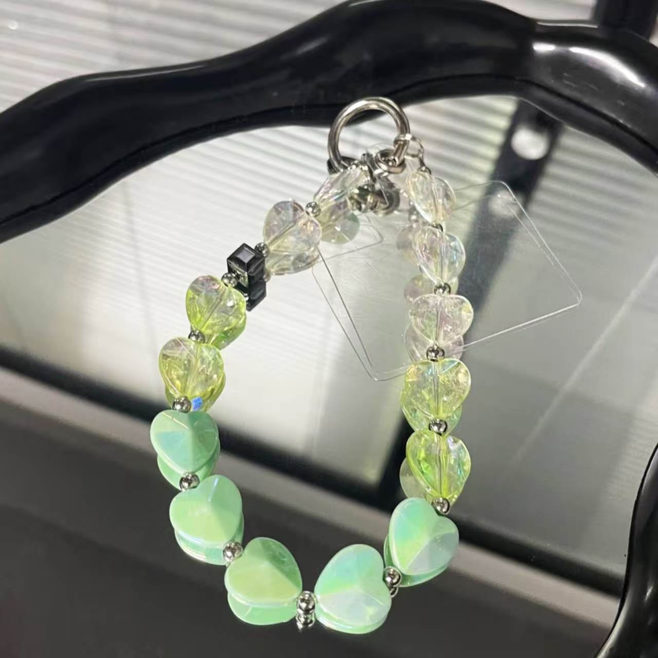 Crystal Beaded Phone Wrist Strap with Phone Patch MIX CLR