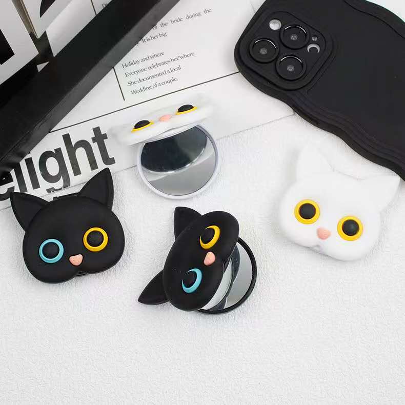 12PC/PK Phone Stand with mirror for mobile phone black n white mix