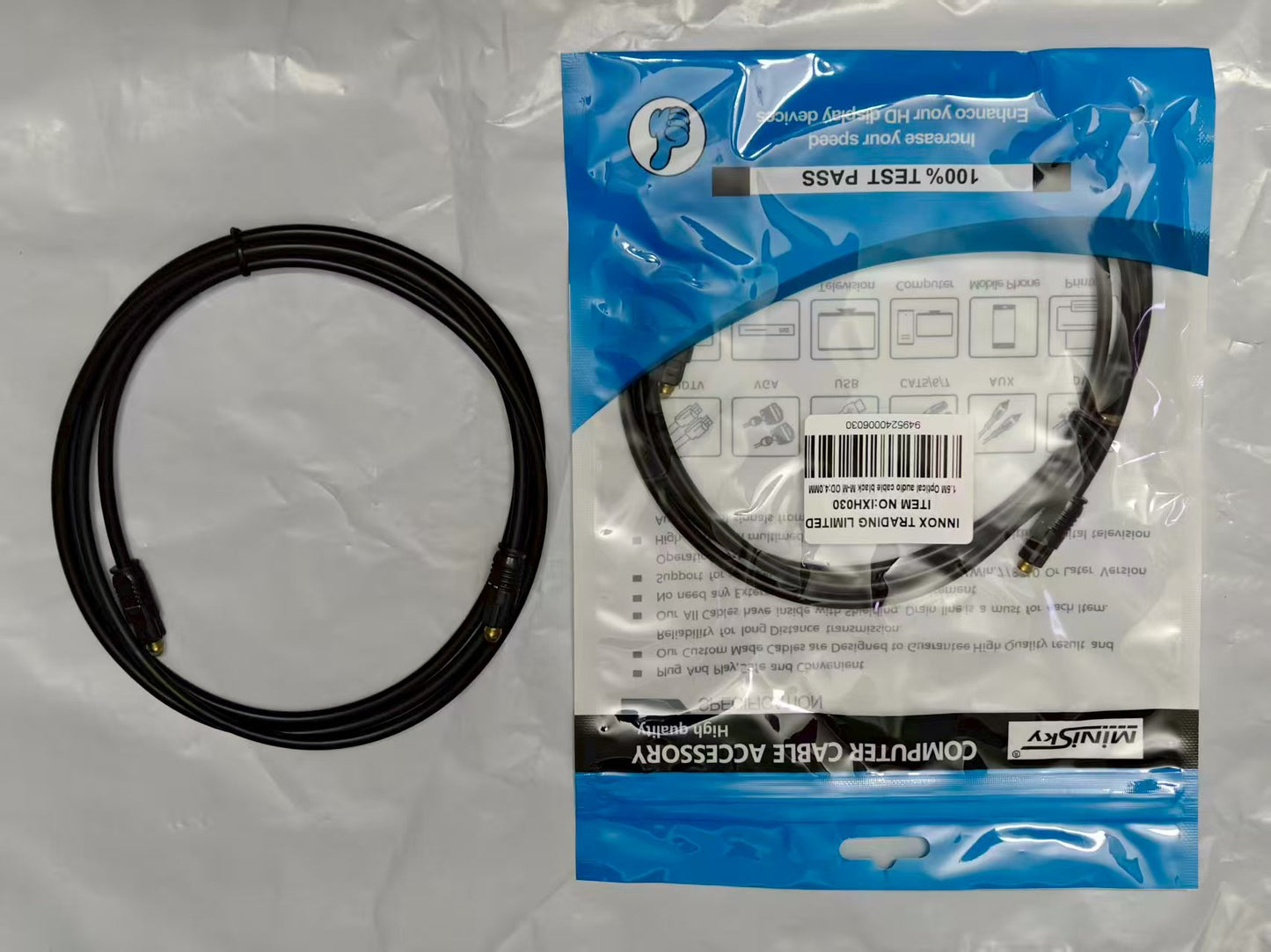 1.5M Optical audio cable black M-M OD:4.0MM