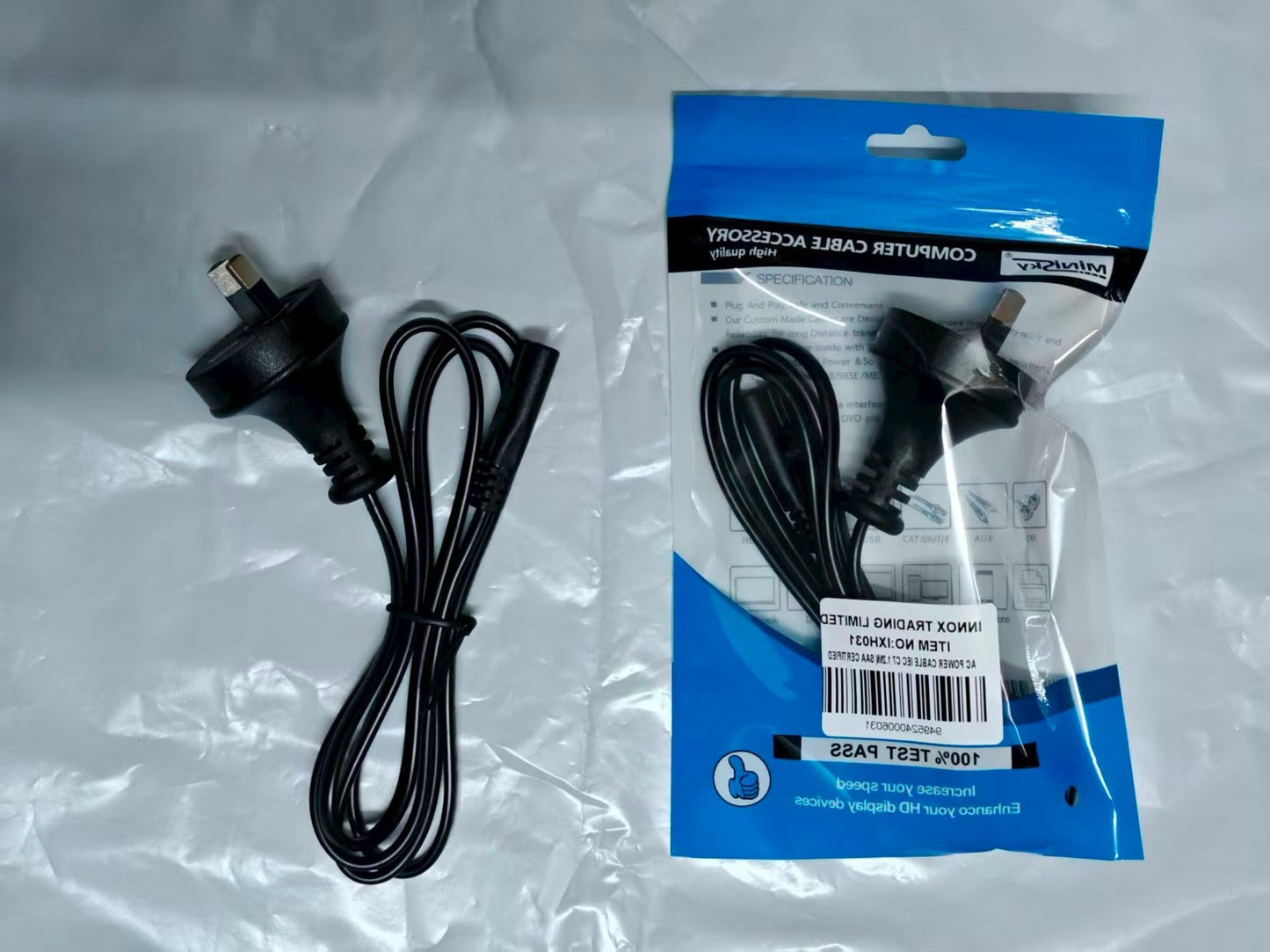 AC 2 PIN PLUG (MALE) TO IEC C7 (FEMALE) POWER CABLE 1.2M ( SAA CERTIFIED)
