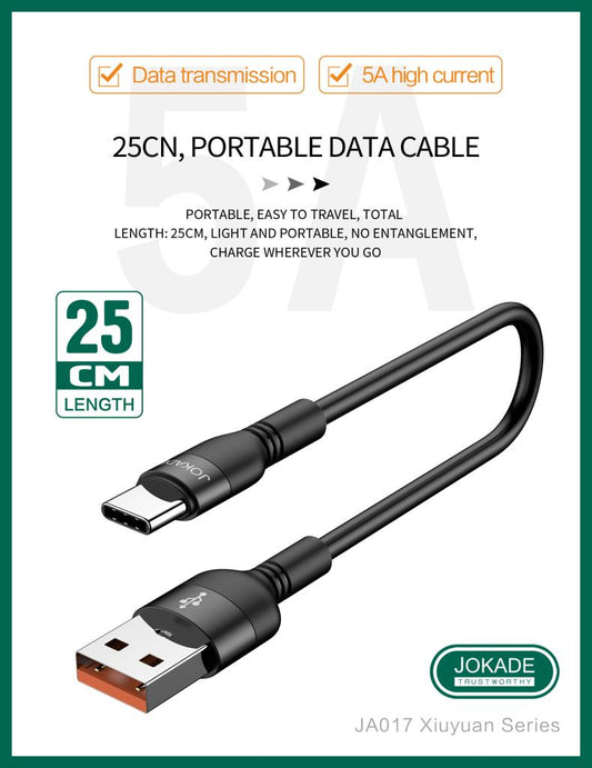 Type-C Portable data cable  (0.25 meter) BLACK