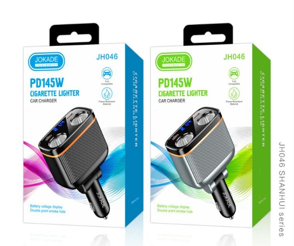 (NO DC)PD145W DUAL SMOKE HOLES Single port Car Charger BLACK