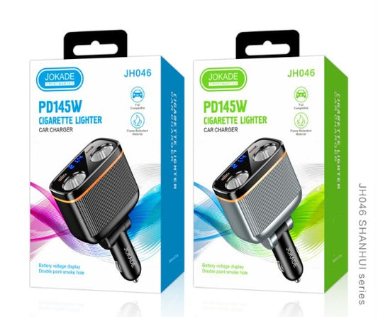 (NO DC)PD145W DUAL SMOKE HOLES Single port Car Charger BLACK