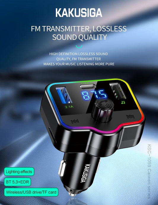 (NO DC)CAR BT FM TRANSMITTER 2USB+1TYPE C