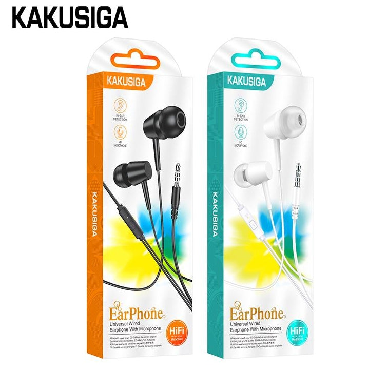 Universal wired earphones with mic (3.5mm) WHITE