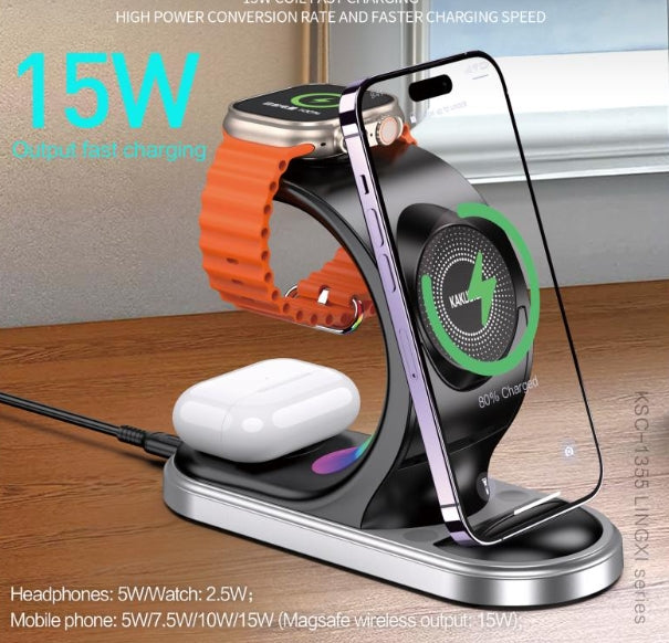 (NO DC)3-in-1 Wireless Fast Charging Holder