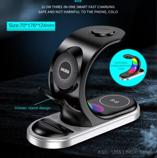 (NO DC)3-in-1 Wireless Fast Charging Holder
