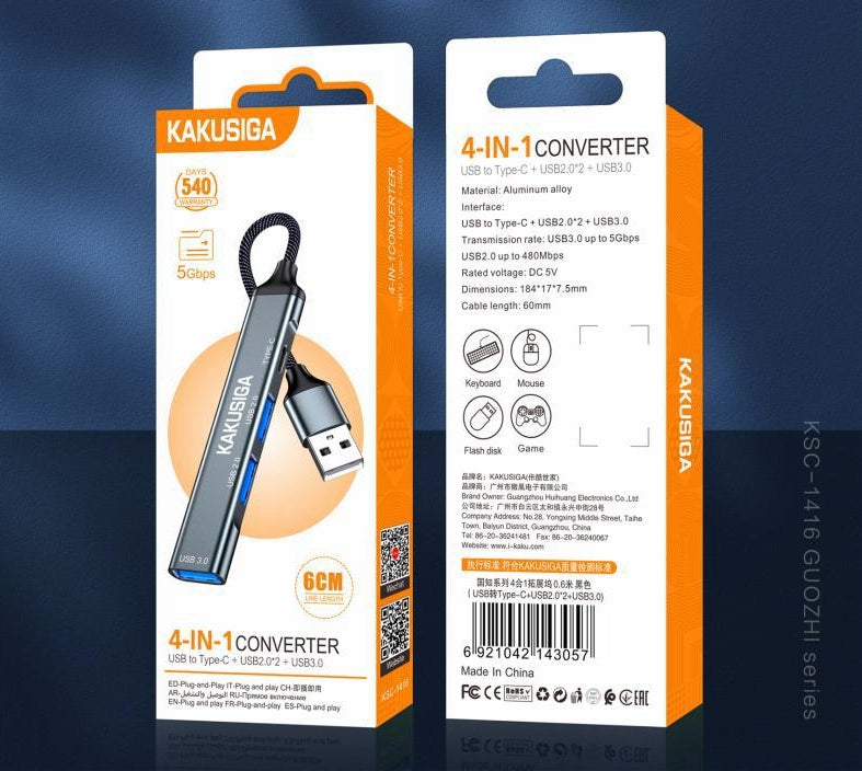 4in1 adapter (USB toType-C+USB2.0*2+USB3.0)