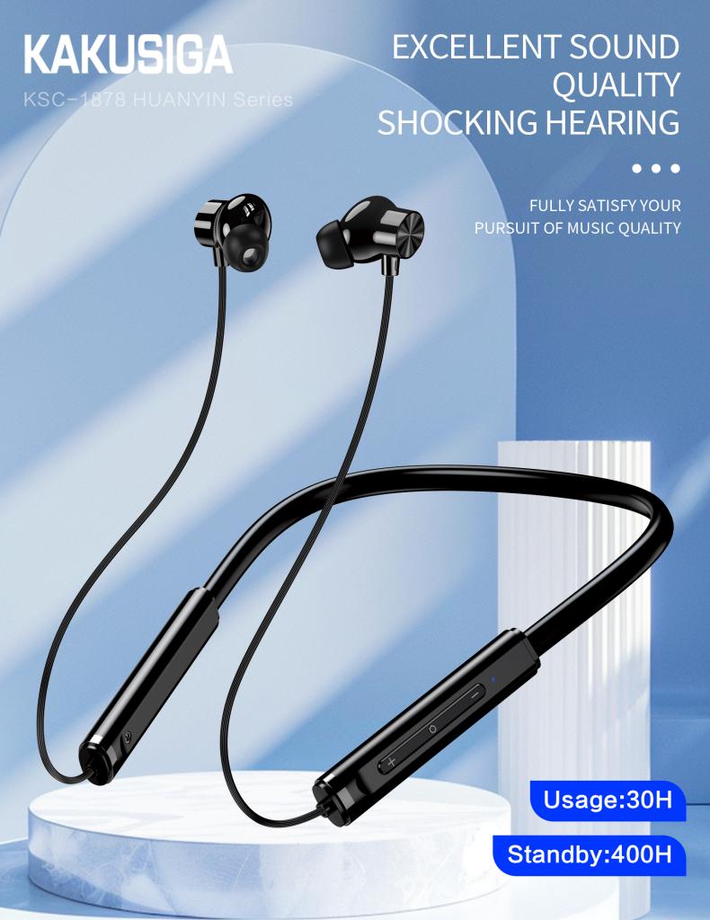Neck mounted wireless earphone