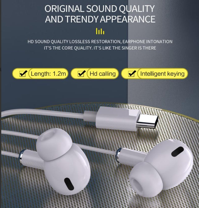 Pro Type-C wired control digital earphone with mic