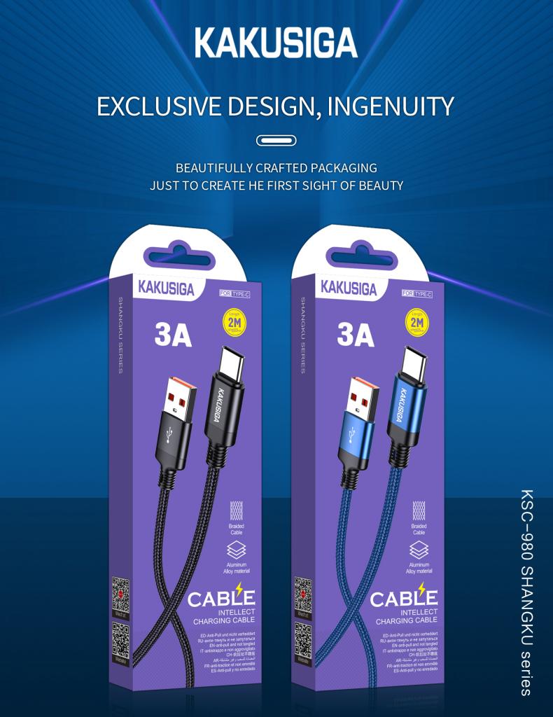 2M BLACK CLR -USB TO TYPE-C FAST CHARGING CABLE 3A BRAID WIRE