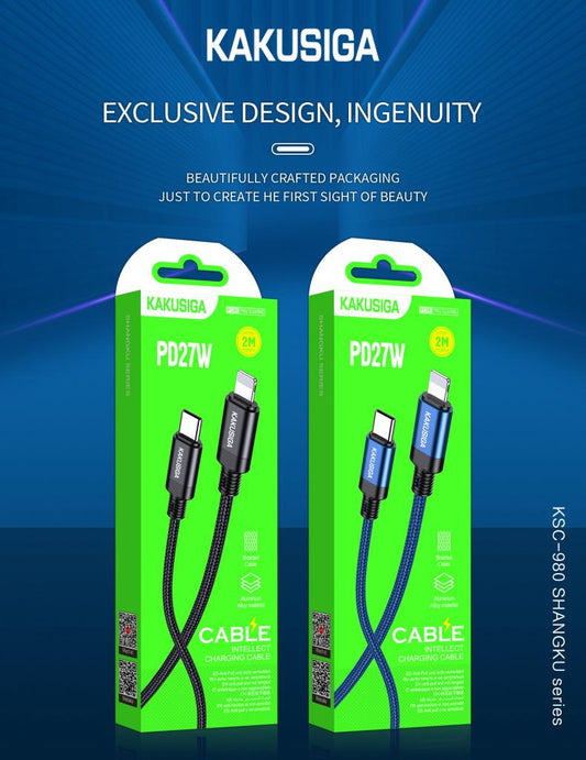 2M BLACK CLR -TYPE-C TO IPHONE FAST CHARGING CABLE 3A BRAID WIRE