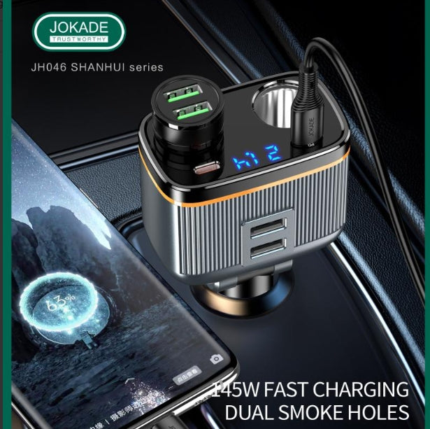 (NO DC)PD145W DUAL SMOKE HOLES Single port Car Charger BLACK