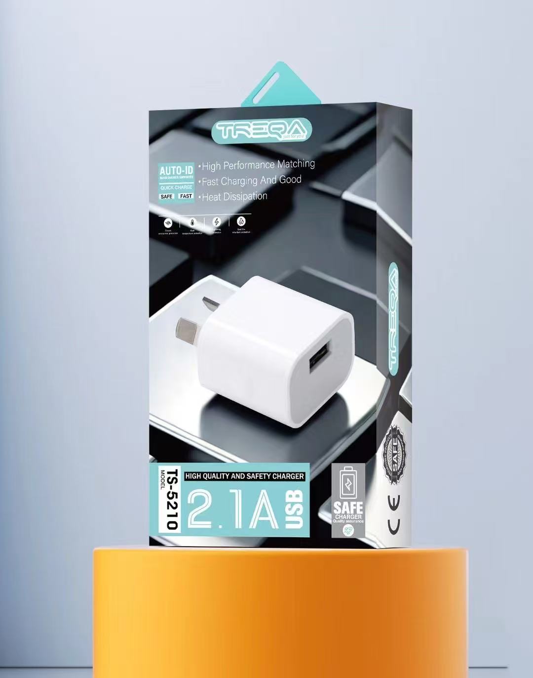 (NO DC)TS-5210 /FAST CHARGER SINGLE USB SAA APROVAL 2.1A