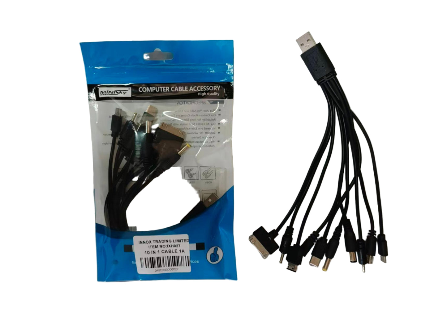 10 IN 1 CABLE 1A BLACK CLR