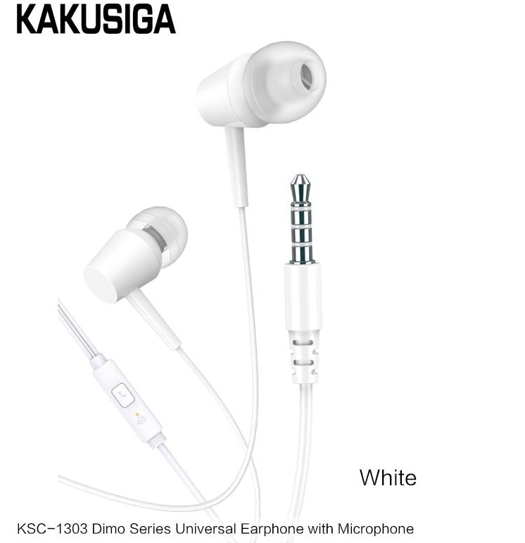 Universal wired earphones with mic (3.5mm) WHITE