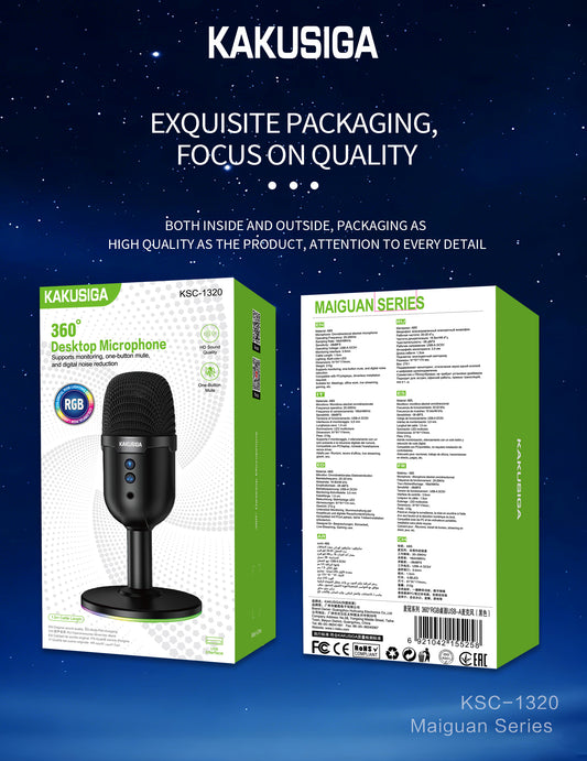 (NO DC)KAKU-360° RGB USB desktop microphone