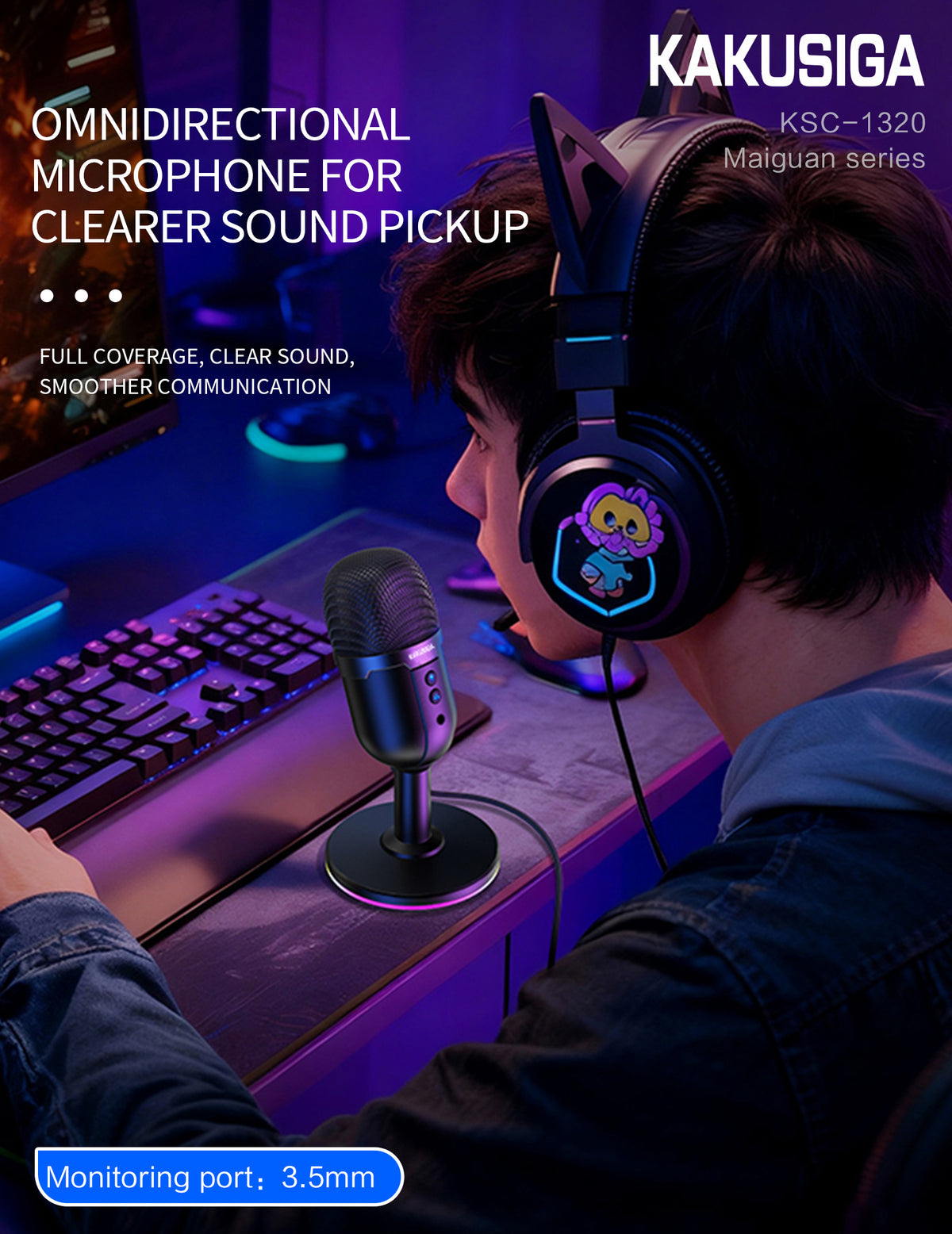 (NO DC)KAKU-360° RGB USB desktop microphone