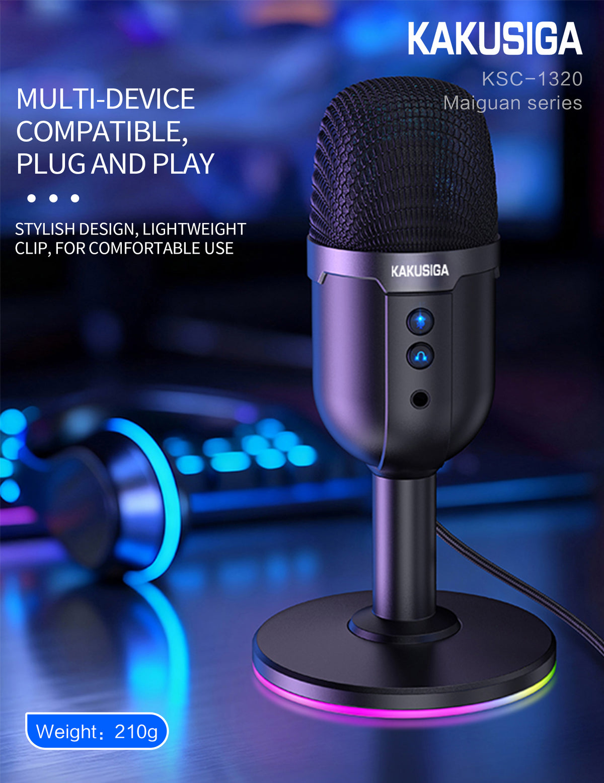 (NO DC)KAKU-360° RGB USB desktop microphone