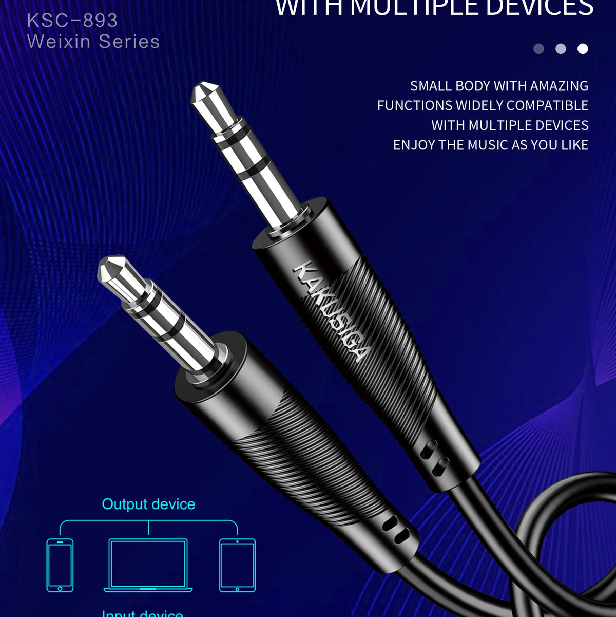(NO DC)KAKU AUX CABLE 1M BLACK CLR